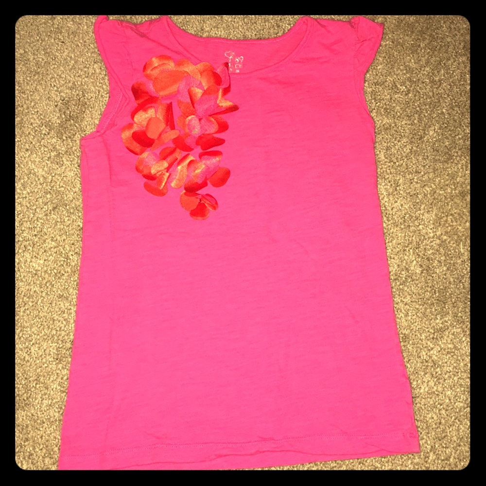 Pink Children’s Place Shirt with Orange flowers
